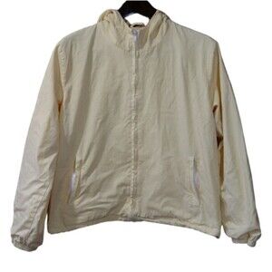 John Galt Yellow Preppy Windbreaker Jacket Unisex Large Cotton Drawstring Pocket